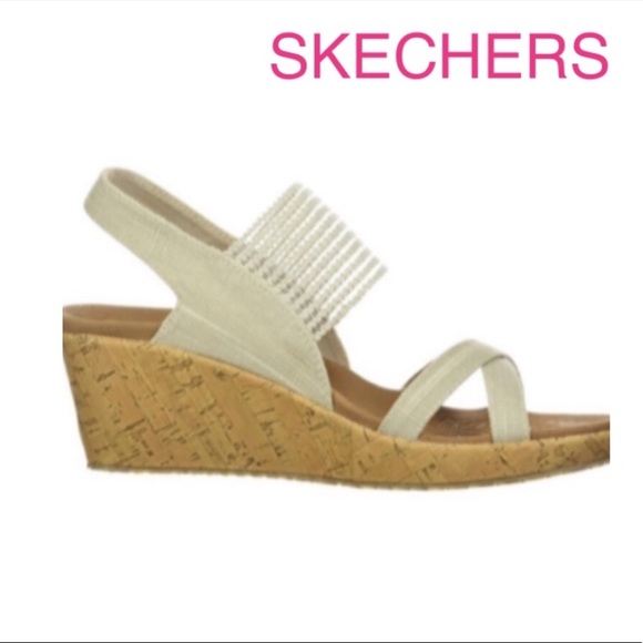 Skechers wedge sandal strap stretch comfort slip on spring summer 10 - Picture 1 of 3